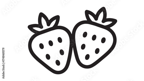 Simple, charming hand-drawn illustration of two strawberries with a clean, minimalist aesthetic.