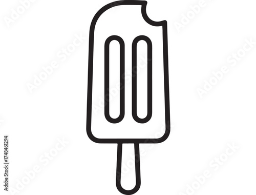 Simple outline illustration of a bitten popsicle on a white background