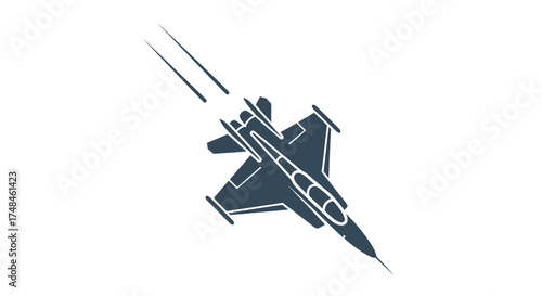 Stylized Jet Fighter with Contrails Ascending into the Sky.