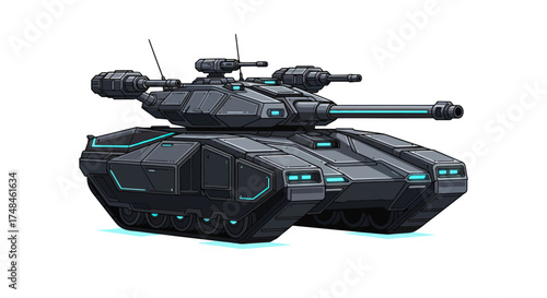 Dark Futuristic Sci-Fi Combat Tank with Glowing Accents.