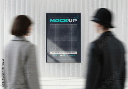 Vertical Poster with Blurred People Watching