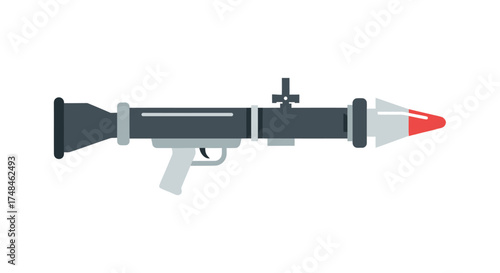 Cartoon Rocket Launcher Weapon with Red Tipped Missile.