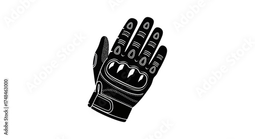 Black Motorcycle Glove with Knuckle Protection Protective Gear for Riding.