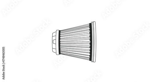 Detailed Line Drawing of a Pleated Air Filter Element.