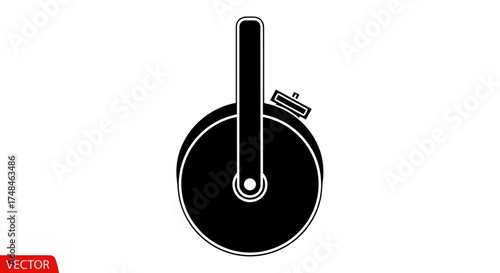 Black and white stopwatch icon with a button and a top ring.