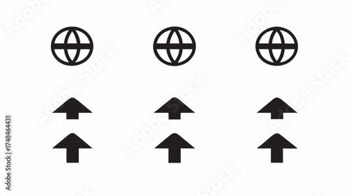 Illustration of various black directional arrows pointing right and left with a plus sign and dot patterns | editable eps vectors silhouette