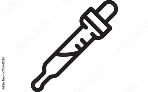 Simple black line drawing of a glass dropper with liquid inside.