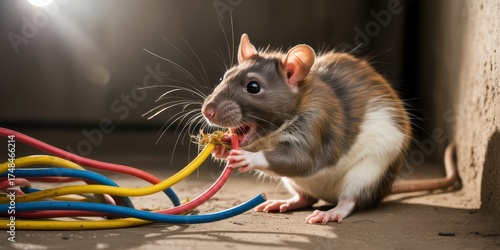 Rat gnawing on electrical wires