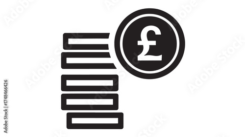 Stack of coins with pound sterling symbol, representing financial growth and investment.