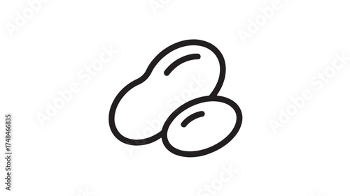 Simple line drawing of two peanuts on a white background.