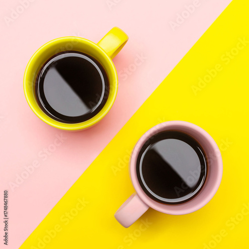 cup of coffee with yellow coffee beans