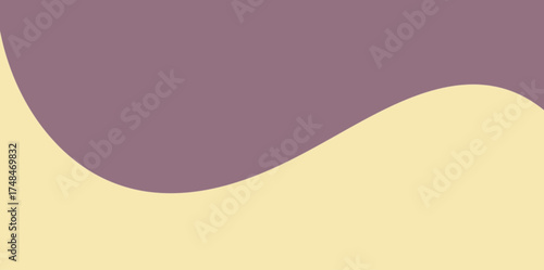 Horizontal Wave Illustration Vector Background. Abstract vector graphic with a fluid, horizontal S-curve dividing the frame into upper purple and lower beige sections.
