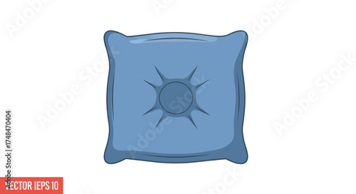 A single plush light blue square cushion with tufted center detail.