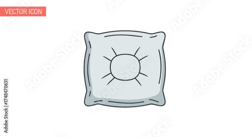 Simple cartoon style square pillow with central stitching.