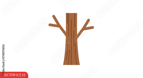 Stylized illustration of a bare brown tree trunk with branches.