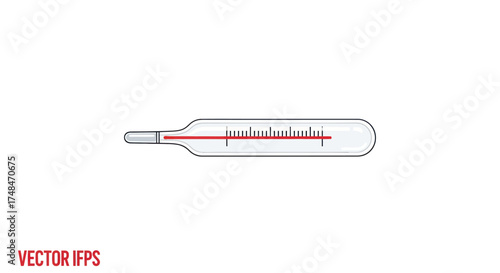 Classic Medical Thermometer with Red Liquid Column.