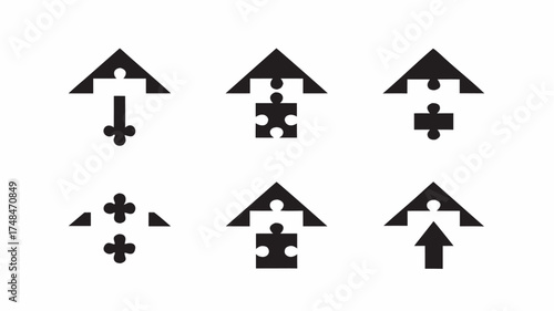 Illustration of various black arrow icons pointing in different directions on a white background | editable eps vectors silhouette