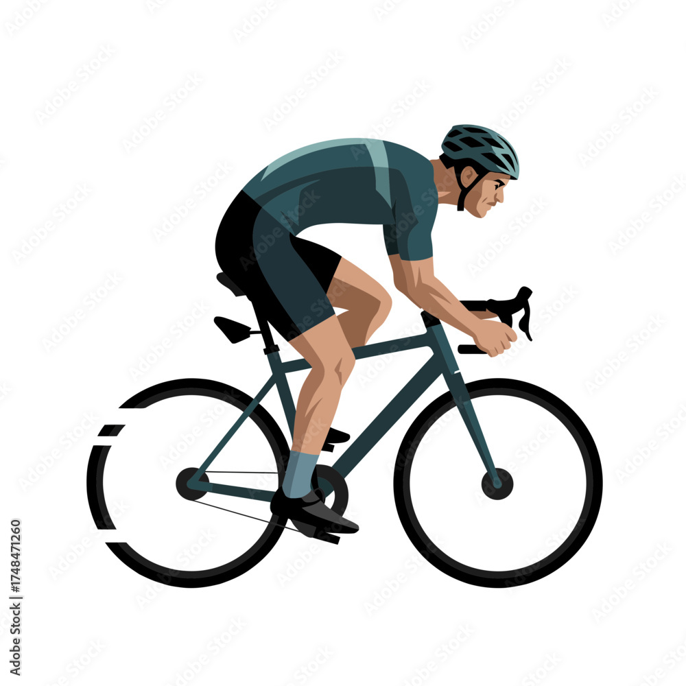 Naklejka premium Cyclist riding a bike in action with a focus on sports