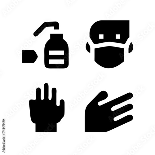 Safety measures icons for health protection