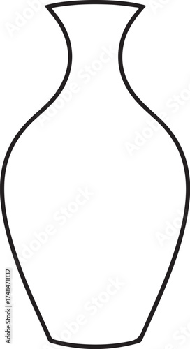 Elegant ceramic vase outline simple decorative object for floral arrangements vector Icon