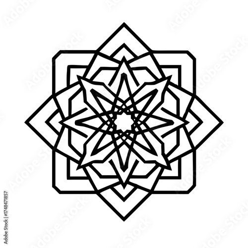 Geometric mandala design with square and star shapes