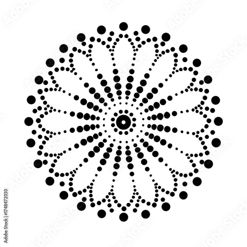 Dot mandala design with floral pattern and symmetry
