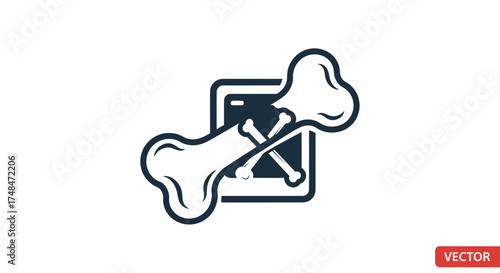 Crossed Bones Icon with Dark Square Background.