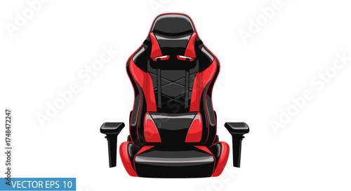 Modern Red and Black Gaming Chair with Armrests.