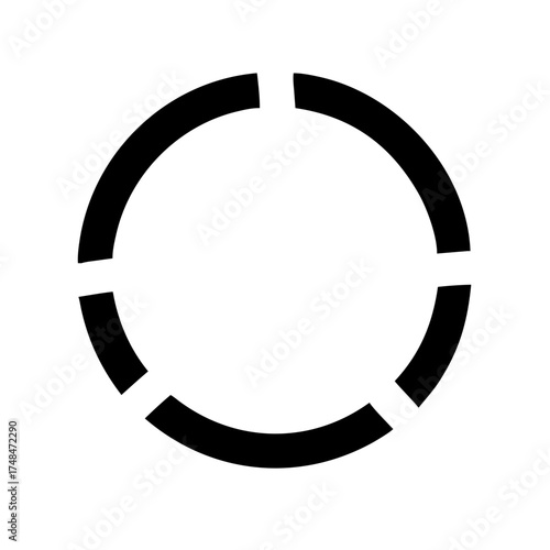 Broken circle, a segmented geometric shape outline