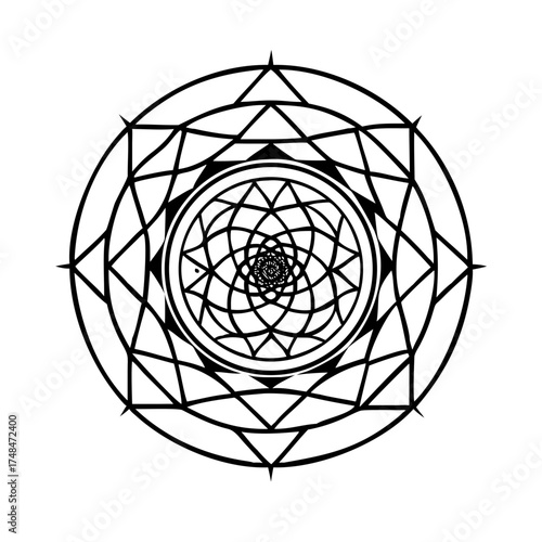 Abstract geometric mandala pattern with intricate details