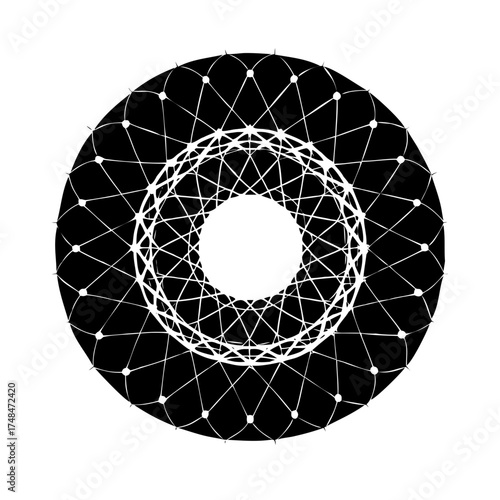 Abstract circular design with interconnected lines
