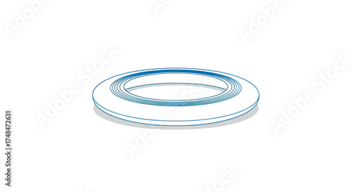 Transparent Glass Ring with Inner and Outer Circular Edges.