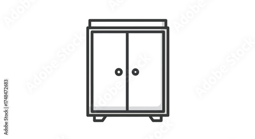 Simple Line Art Illustration of a Double Door Cabinet.