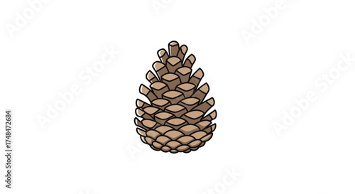 Stylized Brown Pine Cone Cartoon Illustration.