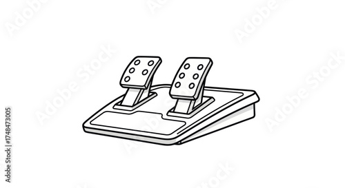 Black and White Illustration of Gaming Pedal Set.