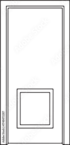 Classic interior door with two panels and brushed nickel handle elegant design vector Icon