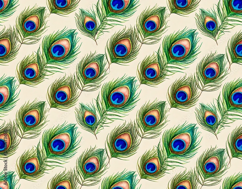 Obraz premium Watercolor peacock feather pattern (1)