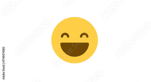 Cheerful Yellow Emoji with Smiling Face and Open Mouth.