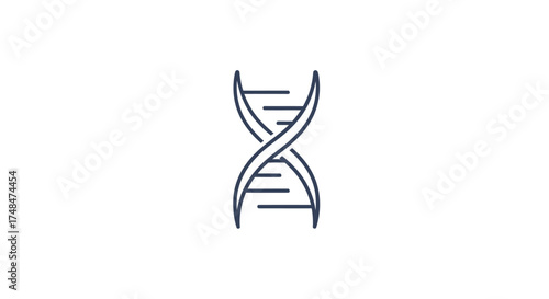Minimalist black line art icon of a DNA double helix strand for science and genetics.