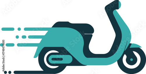 Speedy teal scooter with dynamic motion trails