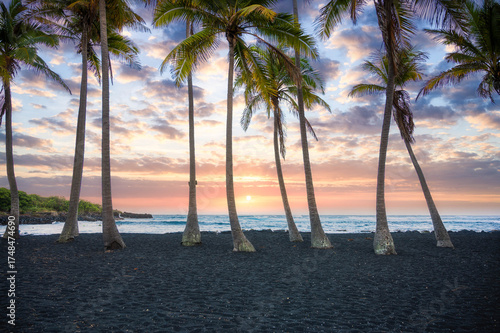 Sunrise at Punaluu Black Sand Beach, Big Island Hawaii
