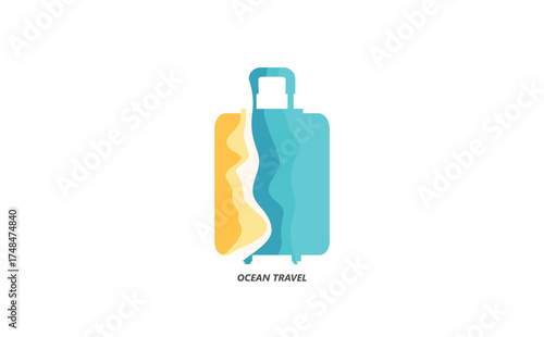 Ocean suitcase travel logo template