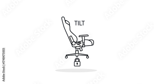 Ergonomic Gaming Chair with Tilt Lock Mechanism Illustration.