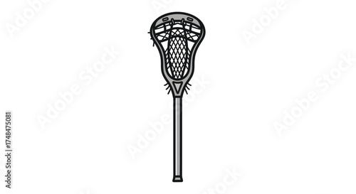 Isolated Lacrosse Stick Illustration with Netting and Handle.