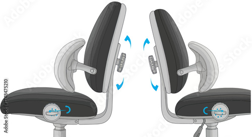 Adjustable Ergonomic Office Chair Backrest and Armrest Components.