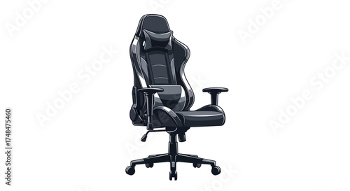 Modern Black Ergonomic Gaming Chair with Adjustable Features.
