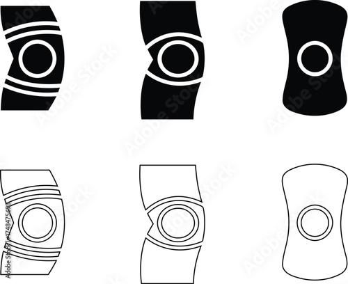 Knee support brace vector icons for injury prevention and recovery