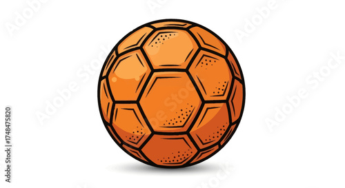 A vibrant orange soccer ball with a hexagonal panel design.