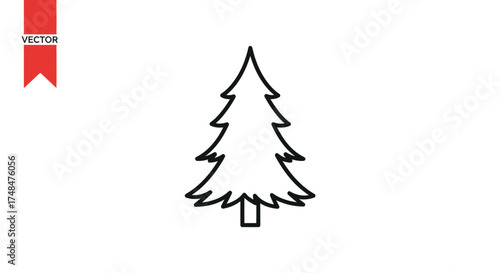 Simple Outline Drawing of a Coniferous Evergreen Tree.