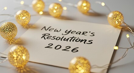New Year’s resolutions 2026 handwritten on a piece of paper for motivation and planning visuals. Paper sheet with handwritten New Year’s resolutions for inspirational designs. New Year goals 